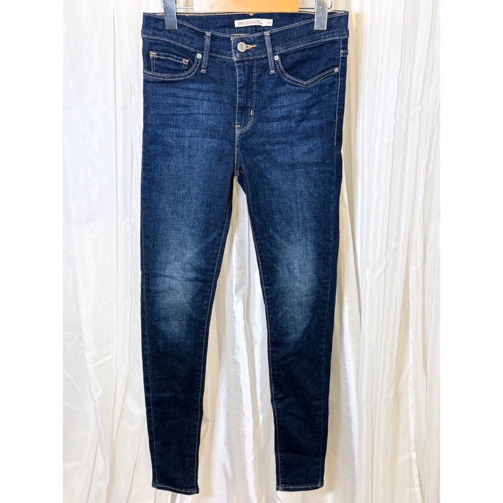 Levi 310 Shaping Super Skinny Jeans Womens 28 Blue Dark Wash High Rise Denim